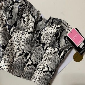 Grey Snake Faux Leather V Wire Bandeau Long Top